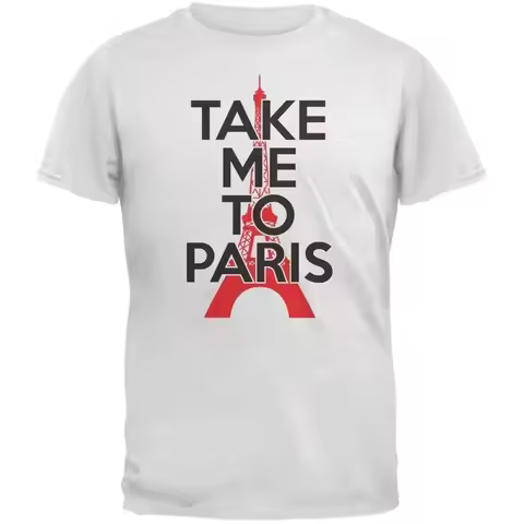 Take Me To Paris White Adult T Shirt