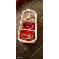 RATTAN PARTITION BASKET/ STORAGE TRAY AESTHETIC KITCHEN SPICE BASKET