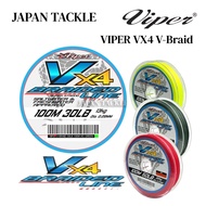 VIPER VX4 V-Braid X4 Braided Fishing Line Saltwater Freshwater Strong 4X PE (100M)