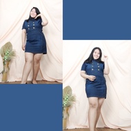 SB Collection Midi Dress Aeni Short Dress Jeans Wanita Jumbo Biru