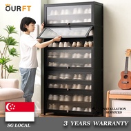 OURFT Shoe Cabinet Home Black Shoe Cabinet 2023 New Flip Door Shoe Rack Cabinet