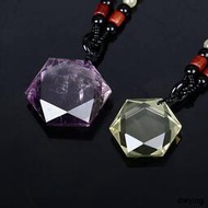 歐美日韓時尚超低價熱賣天然紫水晶黃水晶大衛星六芒星吊墜飾品項鏈男女款