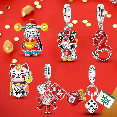 925 Sterling Silver Getting Rich Blessing Pendant Chinese Elements Charms Beaded Fit Original Bracel
