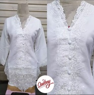 kebaya encim putih jumbo - atasan kebaya putih polos - kebaya encim best seller