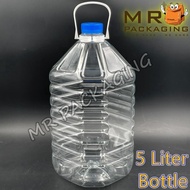 5 Liter Bottle Plastic with Cover & Handle Water Bottle 1set Botol Plastik / Kosong / Empty 5000ml 5