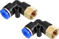 PATIKIL 1/8 Inch Pneumatic Connector Push to Connect Fitting, Pack of 2 PT Female Thread 90 Degree C