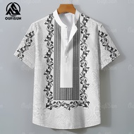 【Oufisun】Ethnic Shirts 2025 Modern Barong For Men Asian Attire For Men Modern Filipiniana Ethnic Shi