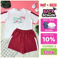 100% cotton short-sleeved t-shirt set for girls YTEEN EAX031-5 from 35-62 KG