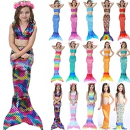 Kids Girl 3Pcs Mermaid Tail Swimming Bikini Set Swimwear Swim Costumes Swimmable Adele