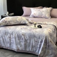 全城热卖 - 春夏床品套裝|雪紡紗冷氣被四件套|可機洗|凉被輕奢夏被|包含2*枕袋+1*床單+1*冷氣被 慕妝-灰紫