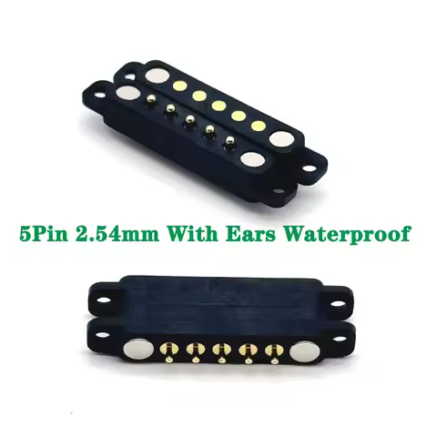 1sets 5Pin With ears Waterproof DC Magnetic Pogo Pin Connector 1A Pogopin Male Female Spring Loaded 