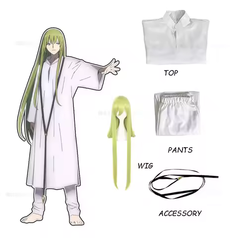 Anime Fate Grand Order Enkidu Kimono Cosplay Costume White Robe Green Wig Halloween Party Set Strang