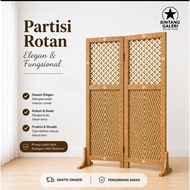 (2 Doors) Synthetic Rattan Room Divider Screen Minimalist Room Divider