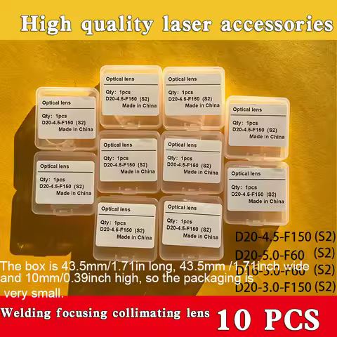 10PCS Laser Hand-hold Welding Clean D16/20 Collimator Focus Lens D20*4.5-F150 for CQWY WSX QiLin Sup