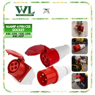 16AMP 4 PIN CEE Connector Socket , Plug And Wall Socket