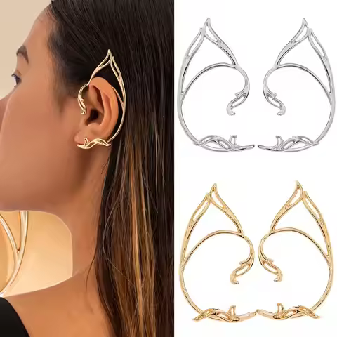 Korean Style Elf Ear Clip Sweet Ear Hook Ear Cuff Cat Ear Hollow Ear Clips Alloy Jewelry Accessories