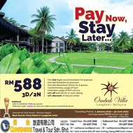 Ombak villa langkawi 3d2n WITH 1 Breakfast & 1 sunset steamboat dinner for 2 pax Voucher <OFFER 33%>