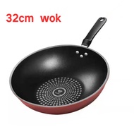 Diamond Wok Pan Tutup Kaca Wajan Penggorengan Anti Lengket Batu Medis Ukuran 32cm 34cm