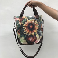 Sling bag/tas selempang/tote bag/kanvas lukisan/sunflower/matahari