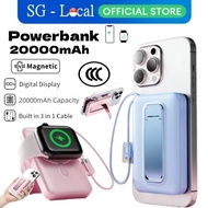 CCC 20000mAh Powerbank Magnetic Wireless Powerbank Fast Charging With Built-in Cable and Stand for I