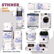 MATA UNGU MESIN Sticker Sticker Fridge Stove Washing Machine 1 2 Door Eye Tube Rice Cooker Dispenser Ac Purple Flower Motif Kitchen Decoration