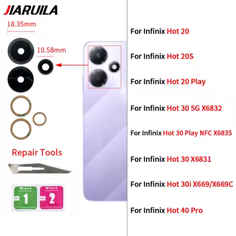 NEW Back Rear Camera Glass Lens Cover With Adhesive For Infinix Hot 20 20S Play 30 5G 30i X669 40 Pr