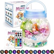 DIY Light-Up Mermaid Terrarium Kit for Kids,3 Light Modes Mermaid Toys &amp; Activities Kits Presents,Arts &amp; Crafts Mermaid Gifts for Girls Age 4 5 6 7 8-12 Years Old,Birthday Gift, Bedroom Decor