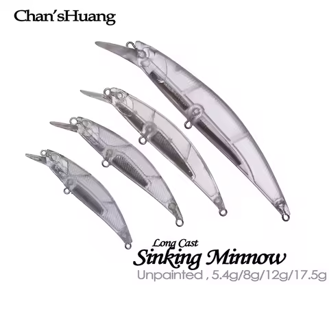 Chan’sHuang 20PCS Unpainted Blank Fishing lures 5.4g/8g/12g/17.5g Sinking Minnow Long Cast Artificia