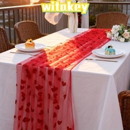 WITAKEY Heart Gauze Table Runner, Romantic Home Decoration Valentine's Day Tablecloth, Durable 2x1.5