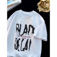 COD [240g Tight-220g Pure Cotton] Pure Cotton Printed Short-Sleeved T-Shirt Women Loose Slimmer Look