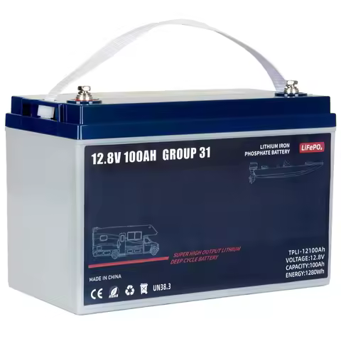 12V 100Ah BCI Group 31 LiFePO4 Battery, 100A BMS Rechargeable Lithium Battery with Low-Temp Protecti