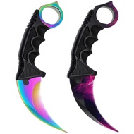 ZLIXING 2 Pieces Karambit Knife Trainer Dull Fixed Blade Practice Training Hunting Knives with Sheat