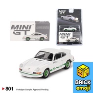 Mini GT 801 Porsche 911 Carrera RS 2.7 Grand Prix White with Green Livery 1/64 (Box/Blister)