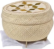 Heavens Tvcz Thai Bamboo Sticky Rice Steamer Basket – 7" Woven Cooker & Serving Bowl, Natural Wicker