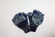 藍色色塊雜線翻蓋手套海水配色純羊毛線手工編織搖粒絨全內襯保暖