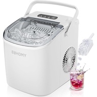 EUHOMY Countertop Ice Maker Machine with Handle, 26lbs Per Day, 9 Ice Cubes Ready in 6 Mins, Auto-Cl