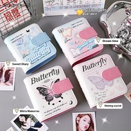 (duyongwind) New Lucky Butterfly Leather One Palace Grid Card Album Portable Polaroid Small Album Sm