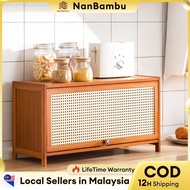 𝓝𝓪𝓷𝓑𝓪𝓶𝓫𝓾 Bamboo Almari Dapur Almari Dapur Bertutup 60/80CM Kitchen Organizer Spice Cabinet 厨房柜