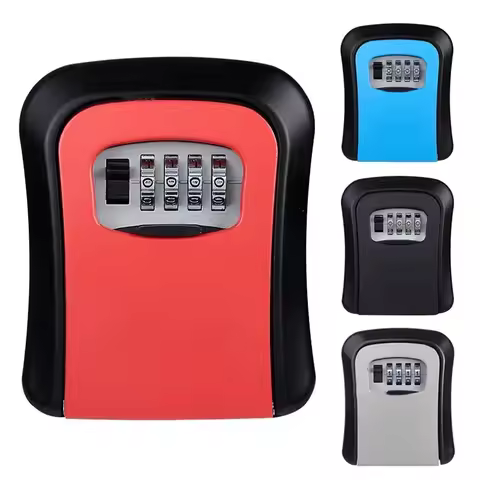 Wall Mount Key Lock Box 4 Digit Password Code Security Lock No Key for Home Office Key Safe Secret S