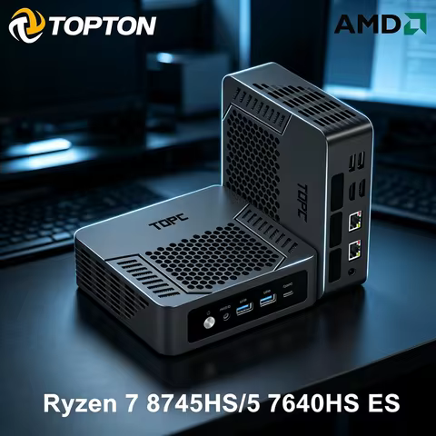Topton Gaming Mini PC AMD Ryzen 7 8745HS R5 7640HS ES USB4.0 Dual LAN 2xDDR5 Windows 11 Pro Office N