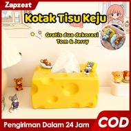 Cute Tom & Jerry Cheese Tissue Holder - Aesthetic Tissue Box + Free Action Figure, Unique Decoration