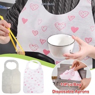NARCISSUS13A0E 10Pcs/Bag Disposable Aprons, Non Woven Heart Printed Bib, Portable Anti-fouling Oil-p