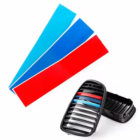 3Pcs/Set Car Stickers Decals Front Grill Grille Stripes Tri-Color For BMW M3 M5 M6 320i 325 330 E46 