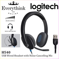 LOGITECH H540 WIRED USB COMPUTER HEADSET WITH HIGH DEFINITION SOUND, ON EAR CONTROL & NOISE CANCELLI