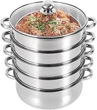 5Tier Multi Tier Layer Stainless Steel Steamer Pot For Cooking With Stackable Pan Insert/Lid, Diameter 26/28/30cm Food Steamer, Vegetable Steamer Cooker, Steamer Cookware Pot (30cm)