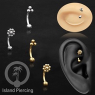 Curved Barbell Eyebrow Piercing Plain model silver and gold