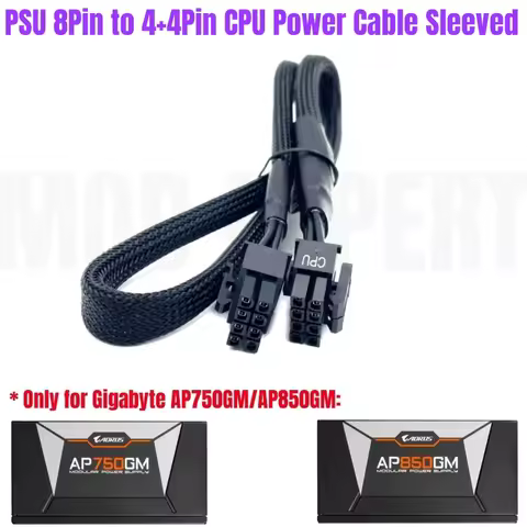 PSU 8Pin to 4+4Pin EPS 12V CPU Power Cable 18AWG Sleeved for Gigabyte AORUS P750W AP750GM, P850W AP8