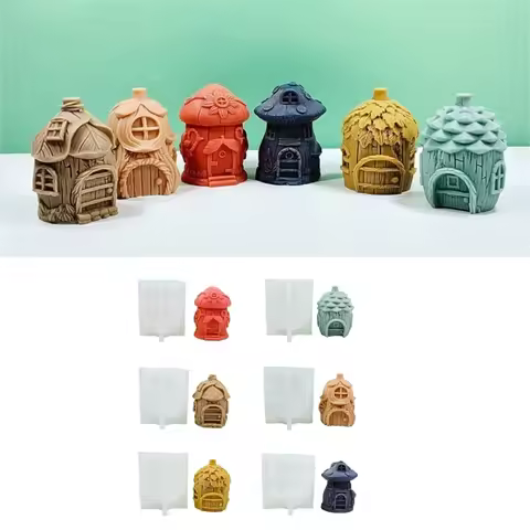 3D Mushroom House Shaped Mold Practical Silicone Mold Epoxy Resin Decoration Mold Miniature House Mo