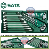 SATA 09906 30PCS Metric Combination Wrench and Hex Key Tray Set