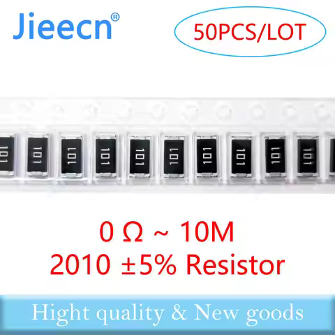 Jieecn 50pcs 2010 J 5% SMD Resistor 0R-10M 3/4W 0 1 10 100 150 220 330 ohm 1K 2.2K 4.7K 10K 100K 1R 